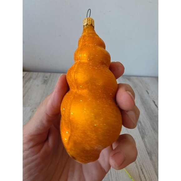 Radko vintage yellow sea swirl seashell shell glitter Beach ornament glass Hawai - Picture 4 of 9